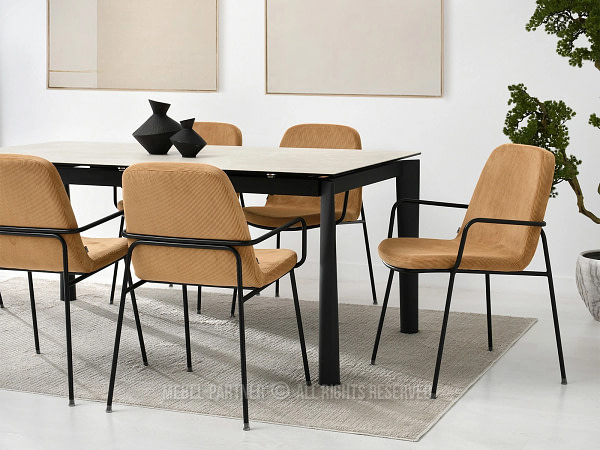 Ulrik ULRIK karfás design étkezőszék, homokszínű kordbársony-fekete 4