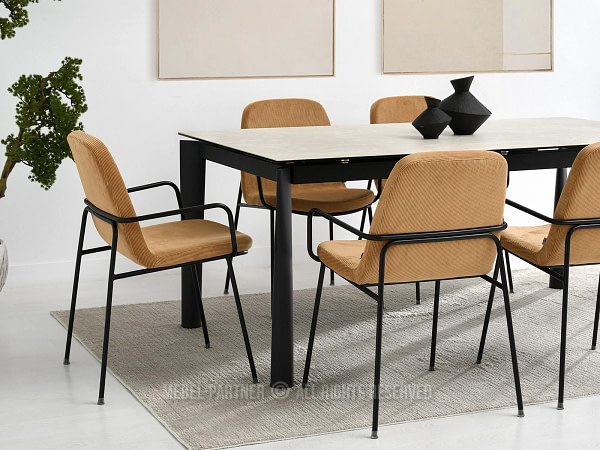 Ulrik ULRIK karfás design étkezőszék, homokszínű kordbársony-fekete 5
