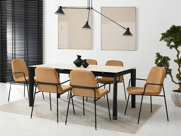 Ulrik ULRIK karfás design étkezőszék, homokszínű kordbársony-fekete 6