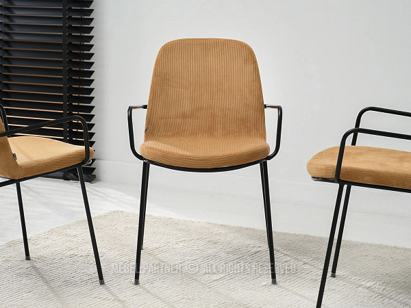 Ulrik ULRIK karfás design étkezőszék, homokszínű kordbársony-fekete 2