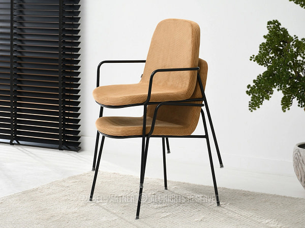 Ulrik ULRIK karfás design étkezőszék, homokszínű kordbársony-fekete 3