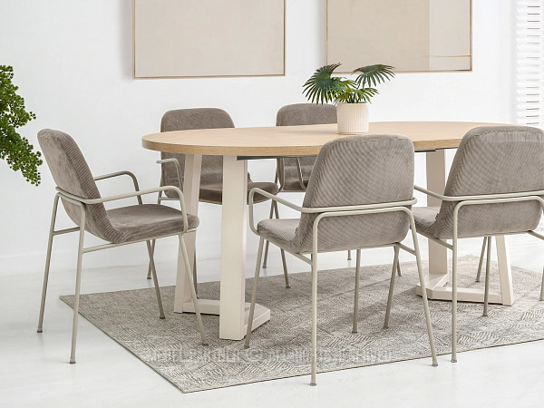 Ulrik ULRIK karfás design étkezőszék, sötét bézs kordbársony-bézs 4
