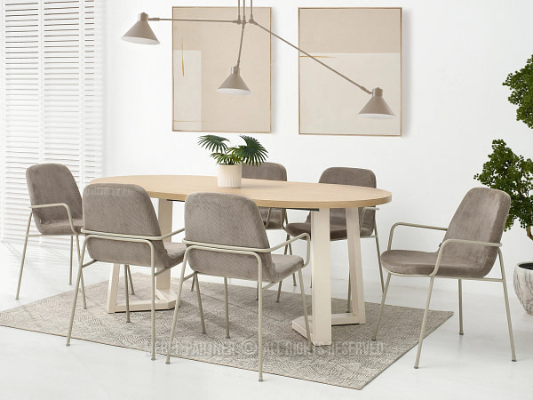 Ulrik ULRIK karfás design étkezőszék, sötét bézs kordbársony-bézs 5
