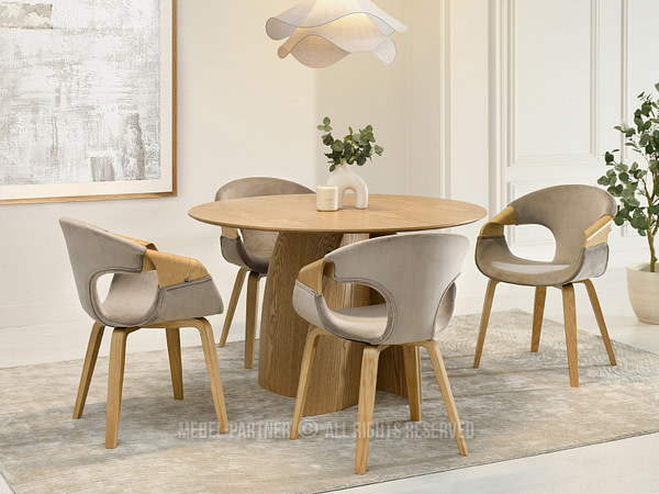 Hajlított székek KORA karoszék beige velúr-tölgy 4