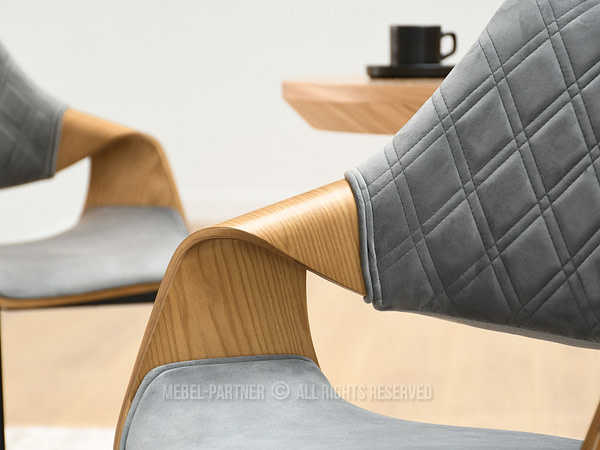 Hajlított székek RENZO design étkezőszék, szürke velúr– tölgy 7