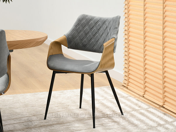 Hajlított székek RENZO design étkezőszék, szürke velúr– tölgy 2