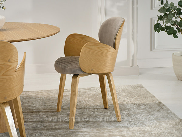 Hajlított székek ARIA karfás étkezőszék, tölgy-beige velúr 4