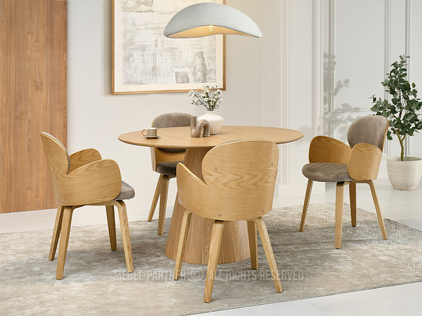 Hajlított székek ARIA karfás étkezőszék, tölgy-beige velúr 5