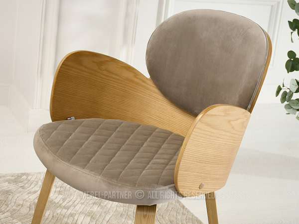 Hajlított székek ARIA karfás étkezőszék, tölgy-beige velúr 6