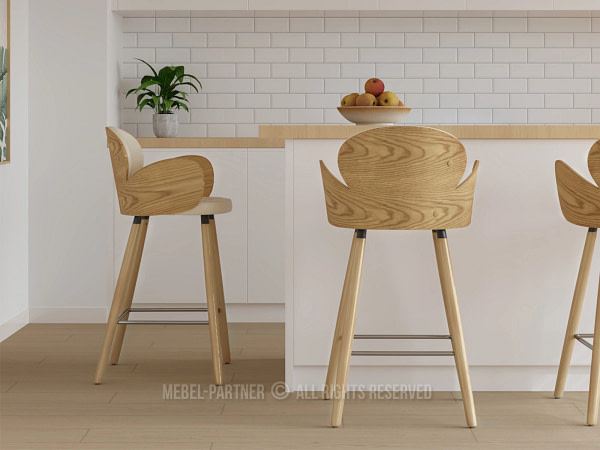 Fa bárszékek ARIA elegáns bárszék, bézs ekobőr-tölgy 8