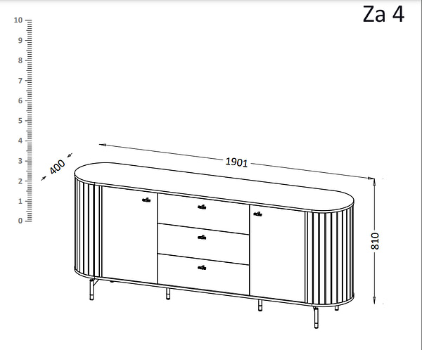 Zante cashmere ZA4 Széles, fiókos tálaló, kasmír 2