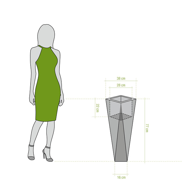 Rossa Rossa óriáskaspó, 75 cm, meleg fényű LED világítással 5