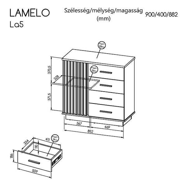 Lamelo LAMELO Polcos szekrény 2A2F LA5 2