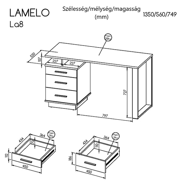 Lamelo LAMELO Íróasztal LA8 2