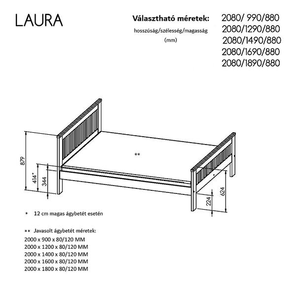 Laura fenyő bútor Laura fenyőfa ágy 4