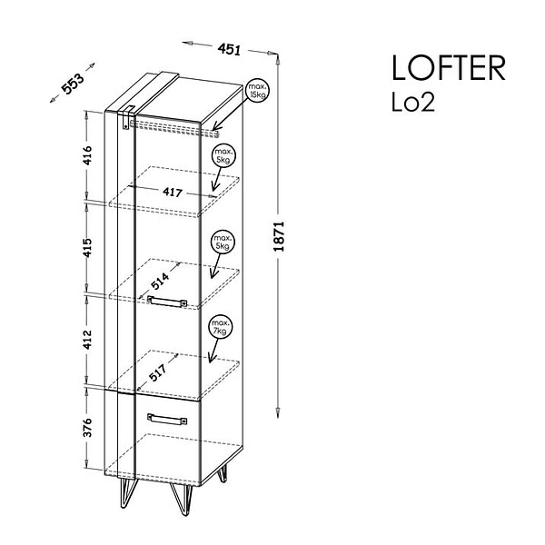 Lofter Lofter keskeny szekrény 2