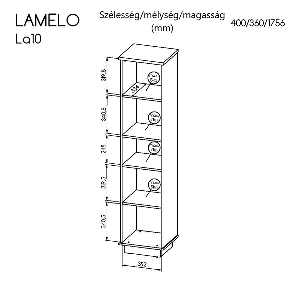 Lamelo LAMELO Könyvespolc LA10 2
