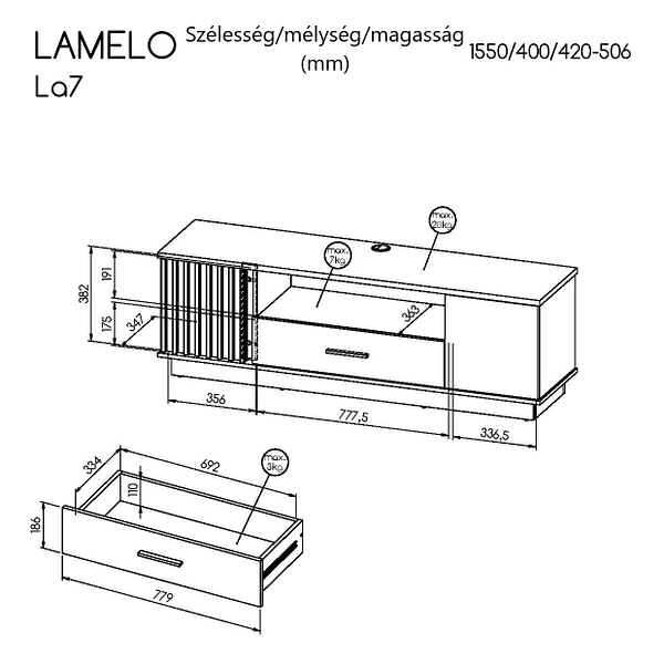 Lamelo LAMELO TV-állvány 2A1F LA7 2