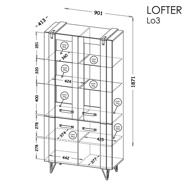 Lofter Lofter széles vitrin 2
